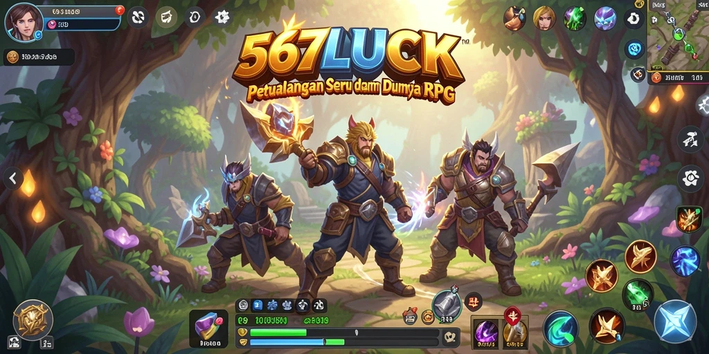 Screenshot 567LUCK menampilkan aksi pertempuran seru dan eksplorasi dunia RPG.