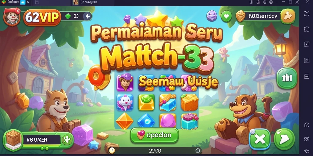 Tampilan gameplay menarik dari 62VIP dengan kombinasi warna-warni.