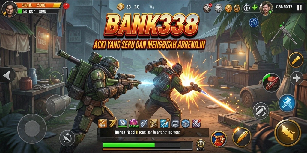 Tangkapan layar BANK338 menunjukkan pertempuran aksi yang intens.
