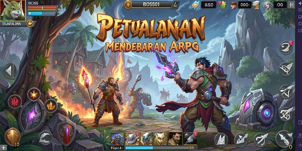 Tampilan bermain menarik dalam petualangan ARPG.