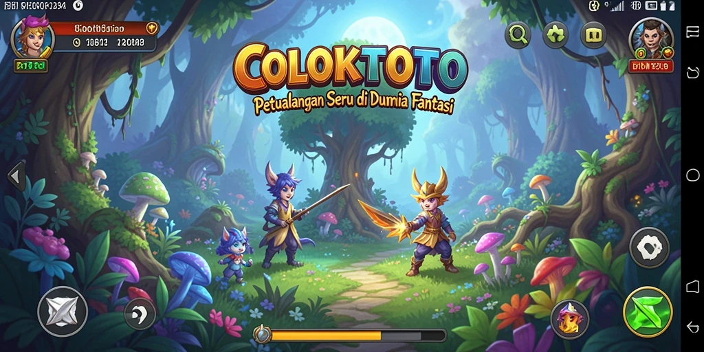Screenshot menunjukkan pemain menjelajahi dunia fantastis dalam COLOKTOTO.