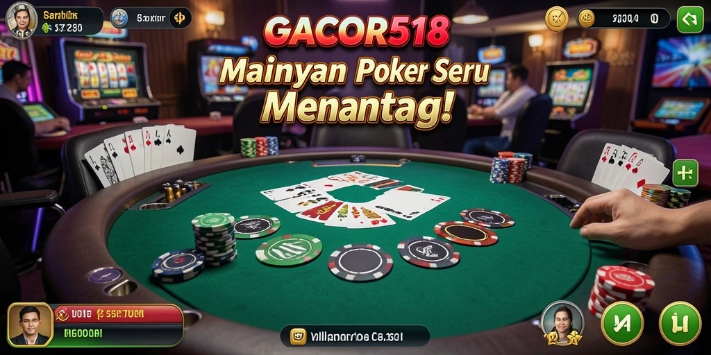 Tampilan menarik dari gameplay poker di GACOR518.
