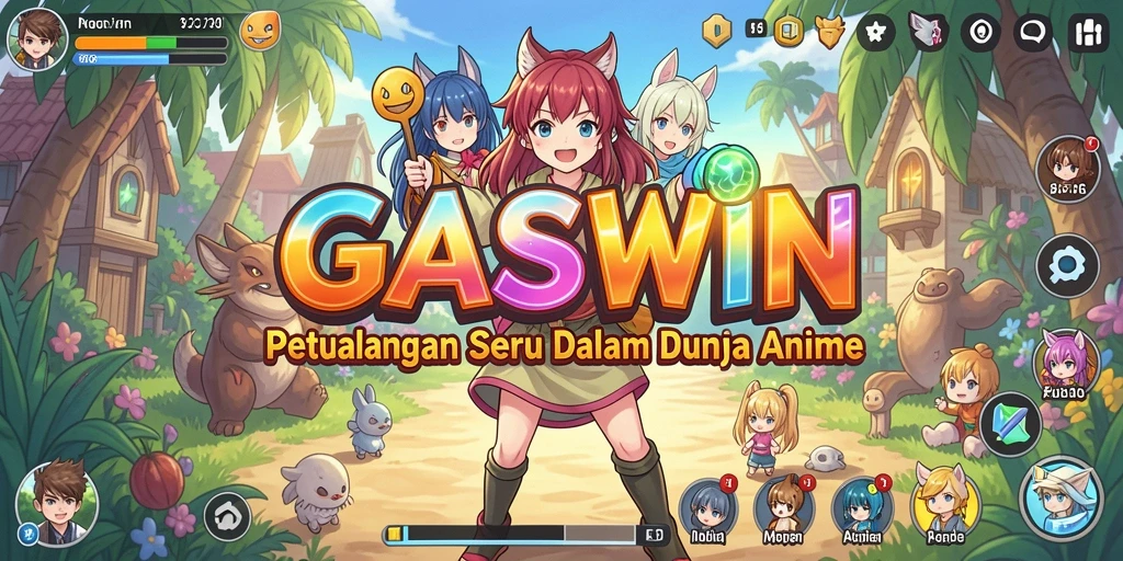 Screenshot menampilkan karakter anime dalam pertempuran seru di GASWIN.