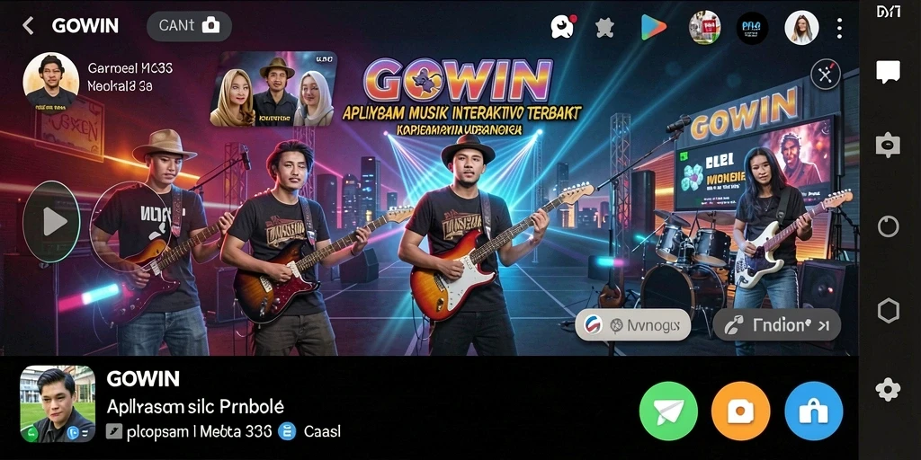 Tampilan screenshot gameplay <strong>GOWIN</strong> dengan pengguna bernyanyi bersama.