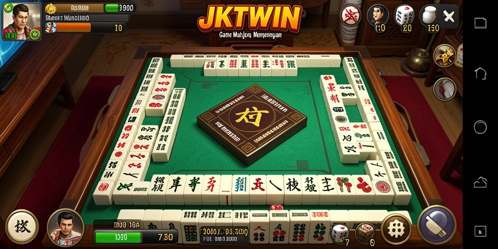 Tampilan gameplay menarik dari JKTWIN dengan ubin Mahjong yang berwarna-warni.