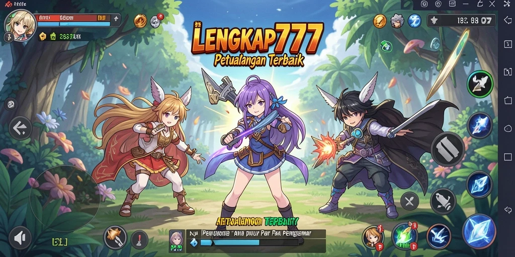 Tampilan gameplay LENGKAP777 menampilkan aksi seru karakter Anime.