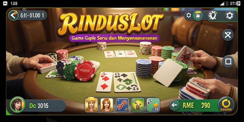Screenshot utama RINDUSLOT menampilkan gameplay Gaple yang mengasyikkan.
