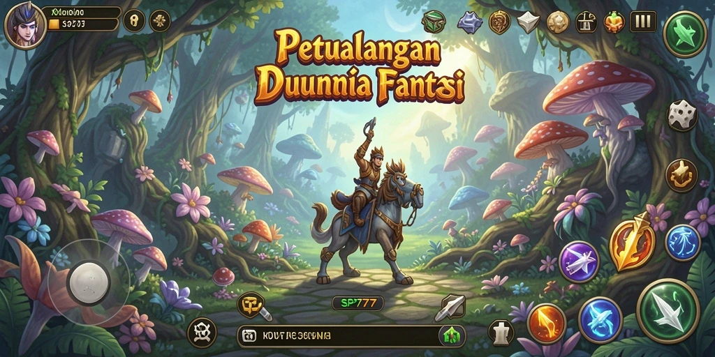 Tangkapan layar gameplay SP777 menampilkan petualangan seru di dunia fantastis.