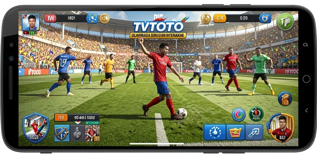 Tampilan utama gameplay TVTOTO dengan suasana olahraga yang seru.